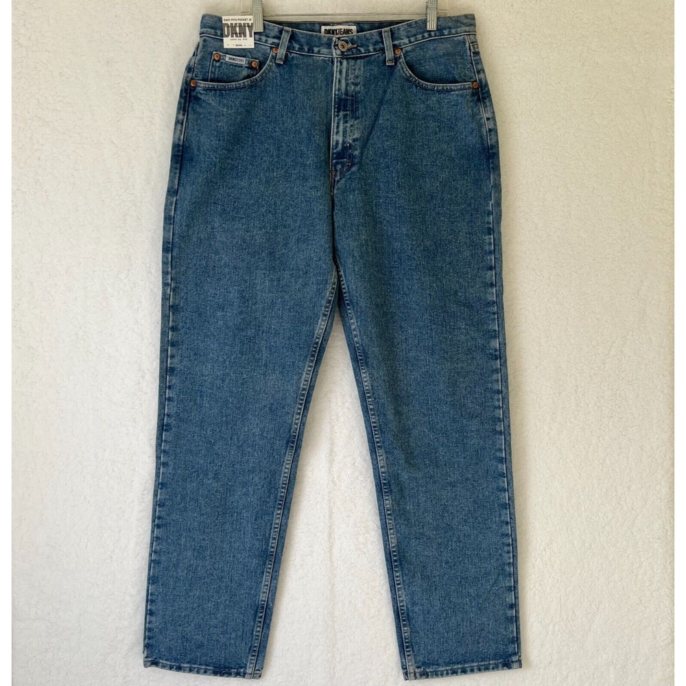 DKNY Jeans Easy Fit Mens 36x34‎ Blue Medium Stone Wash Straight Vintage Denim